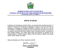 Câmara de Vereadores de Bom Retiro convoca Audiência Pública para discutir o Plano Diretor Municipal
